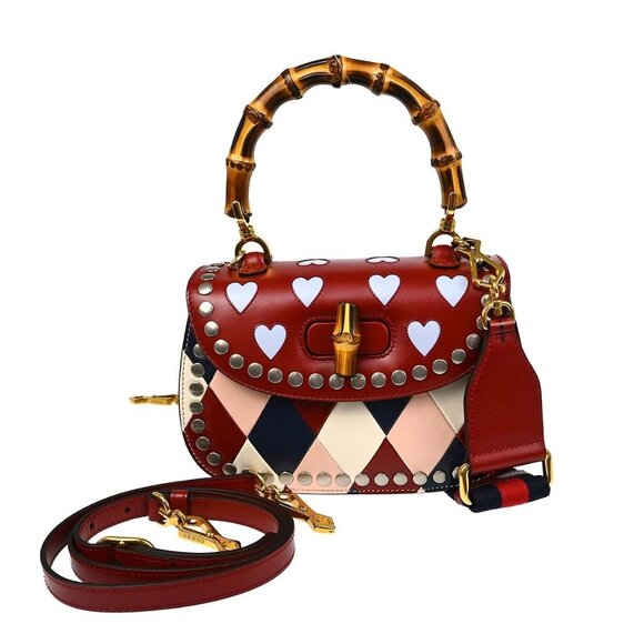 Gucci Red Bamboo 2way Handbag - Picture 1 of 11